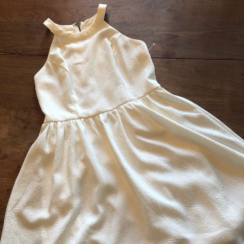White halter + lace mini dress.